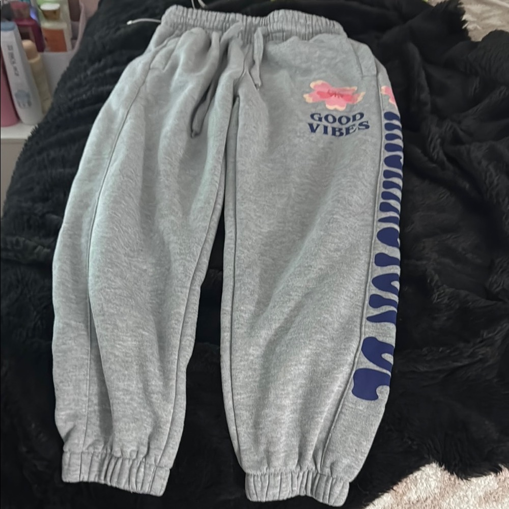 Gray Sweatpants with Blue Accents